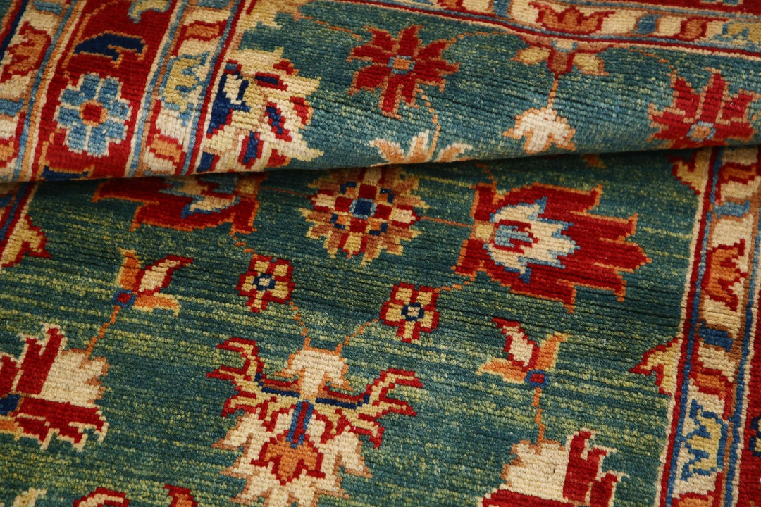 Green Afghan Ziegler Rug 3' 0" x 4' 10" Hand-Knotted | No. AT12369