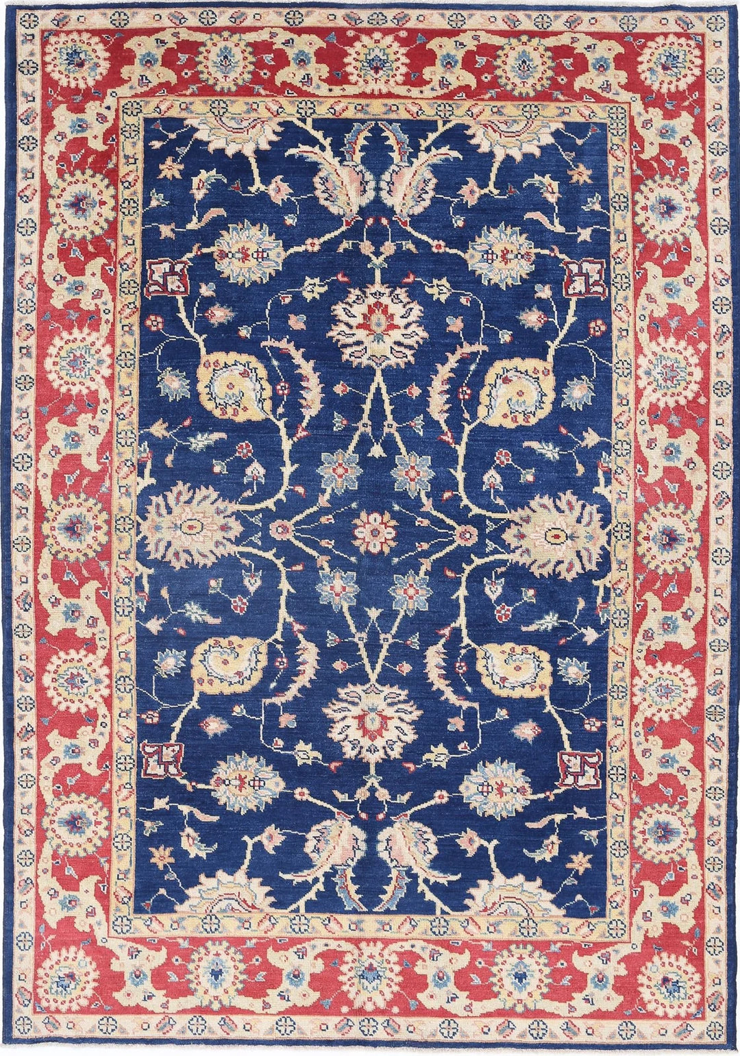 Blue Afghan Ziegler Rug 6' 1" x 8' 11" Hand-Knotted | No. AT12382