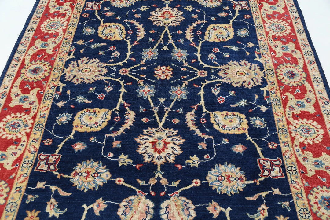 Blue Afghan Ziegler Rug 6' 1" x 8' 11" Hand-Knotted | No. AT12382