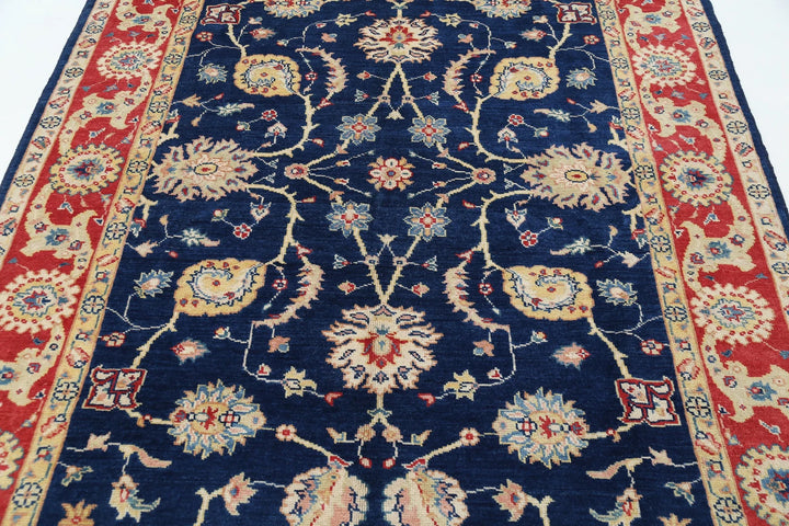 Blue Afghan Ziegler Rug 6' 1" x 8' 11" Hand-Knotted | No. AT12382