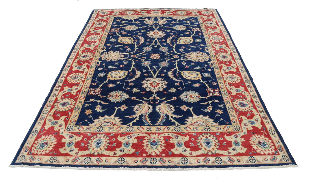 Blue Afghan Ziegler Rug 6' 1" x 8' 11" Hand-Knotted | No. AT12382