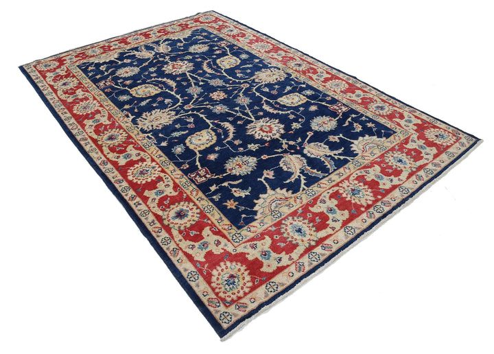 Blue Afghan Ziegler Rug 6' 1" x 8' 11" Hand-Knotted | No. AT12382