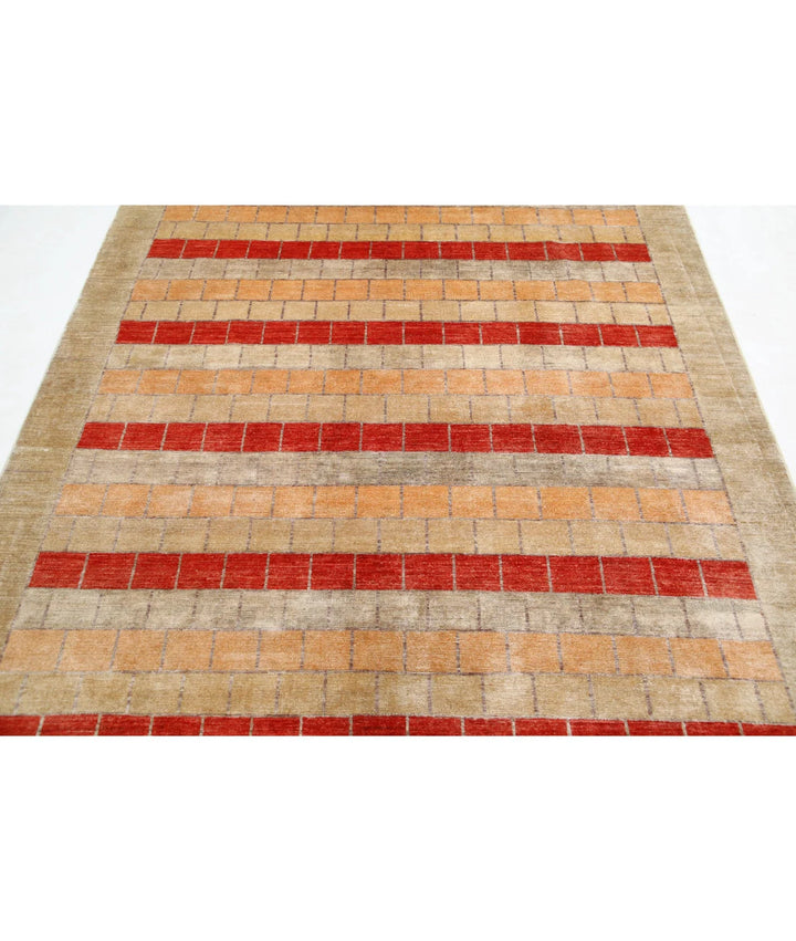 Afghan Modcar Rug 6' 0" x 7' 11" Hand-Knotted | No. AT12409