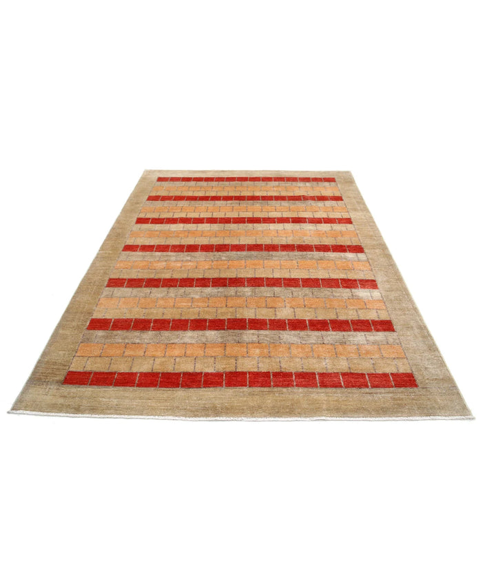 Afghan Modcar Rug 6' 0" x 7' 11" Hand-Knotted | No. AT12409