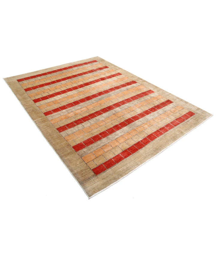 Afghan Modcar Rug 6' 0" x 7' 11" Hand-Knotted | No. AT12409