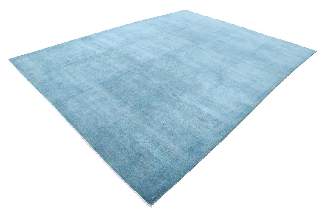 Blue Afghan Overdye Rug 9' 0" x 11' 11" Hand-Knotted | No. AT12423