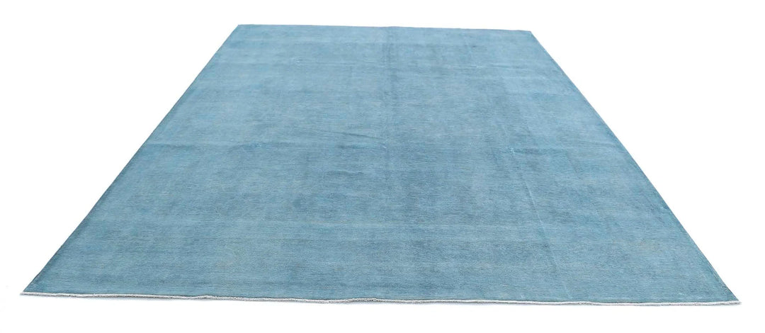 Blue Afghan Overdye Rug 9' 0" x 11' 11" Hand-Knotted | No. AT12423
