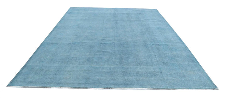 Blue Afghan Overdye Rug 9' 0" x 11' 11" Hand-Knotted | No. AT12423