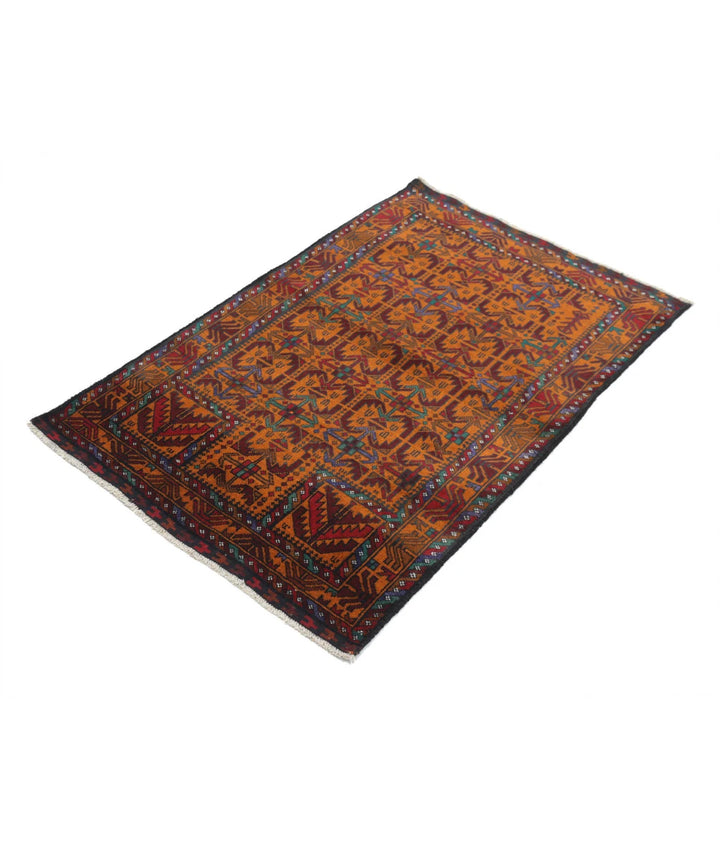 Red Afghan Tribal Rug 2' 10" x 4' 4" Hand-Knotted | No. AT12454
