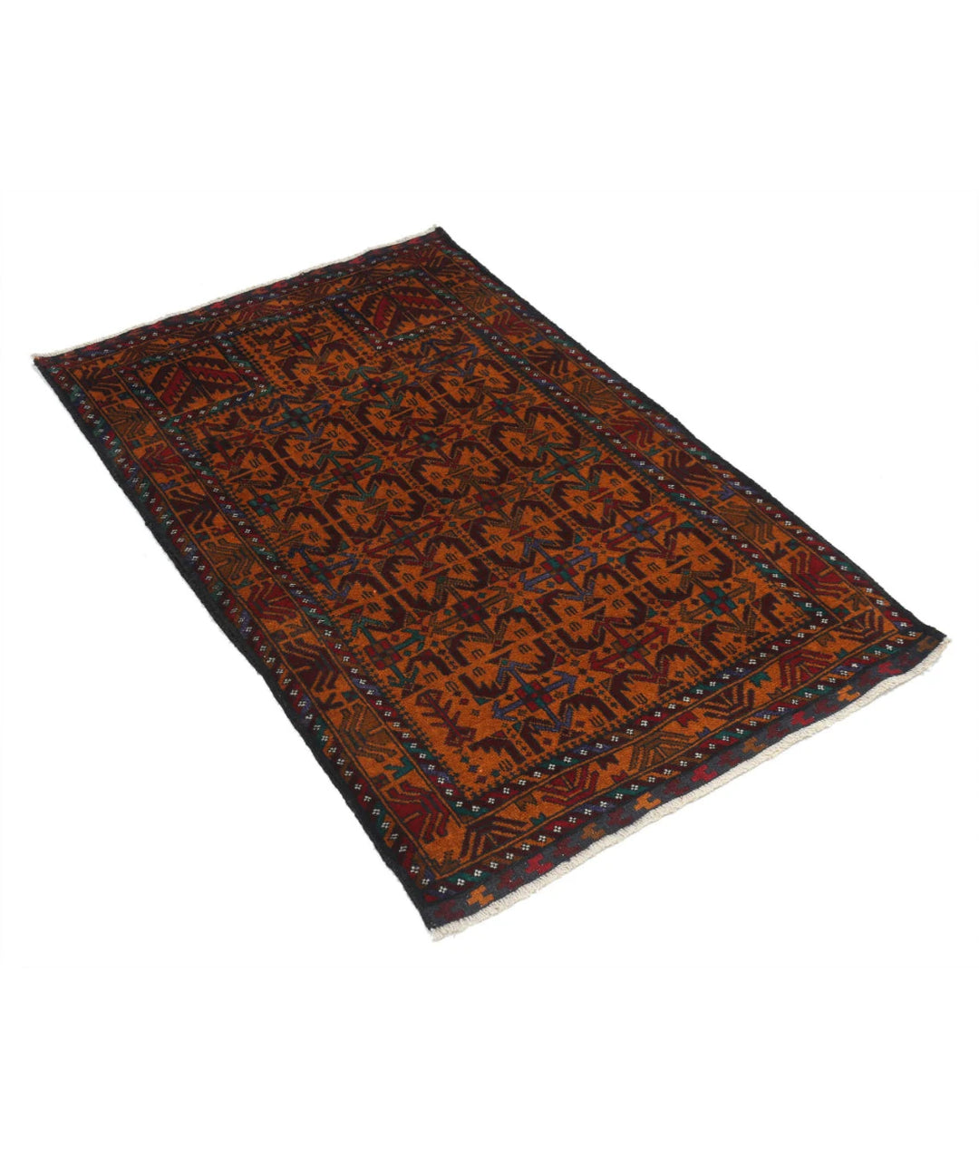 Red Afghan Tribal Rug 2' 10" x 4' 4" Hand-Knotted | No. AT12454