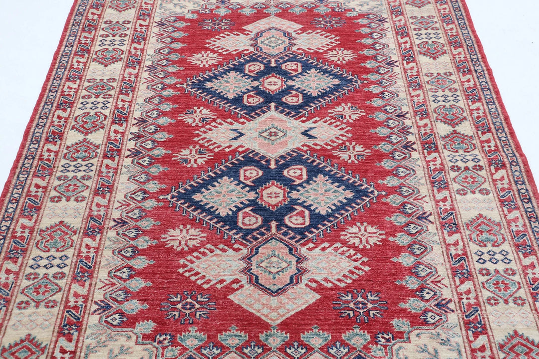 Afghan Royal Kazak Rug 5' 0" x 6' 7" Hand-Knotted | No. AT12555