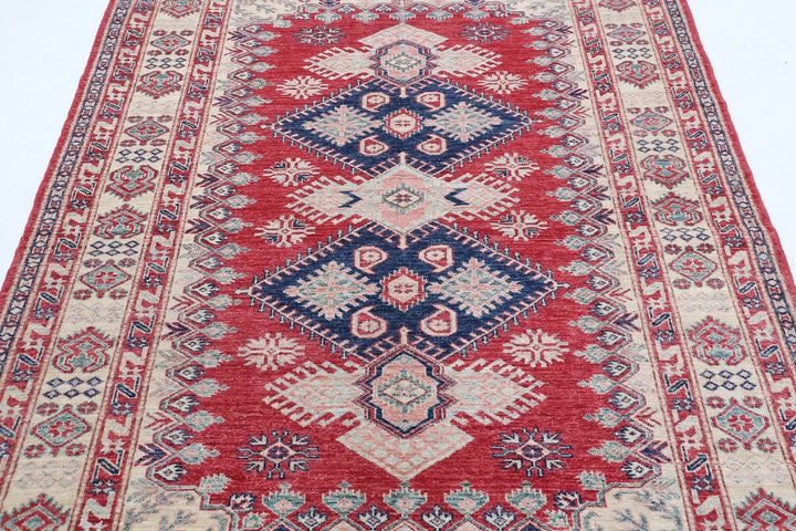 Afghan Royal Kazak Rug 5' 0" x 6' 7" Hand-Knotted | No. AT12555