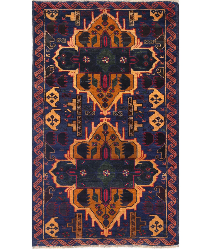 Red Afghan Tribal Rug 3' 0" x 5' 1" Hand-Knotted | No. AT12571