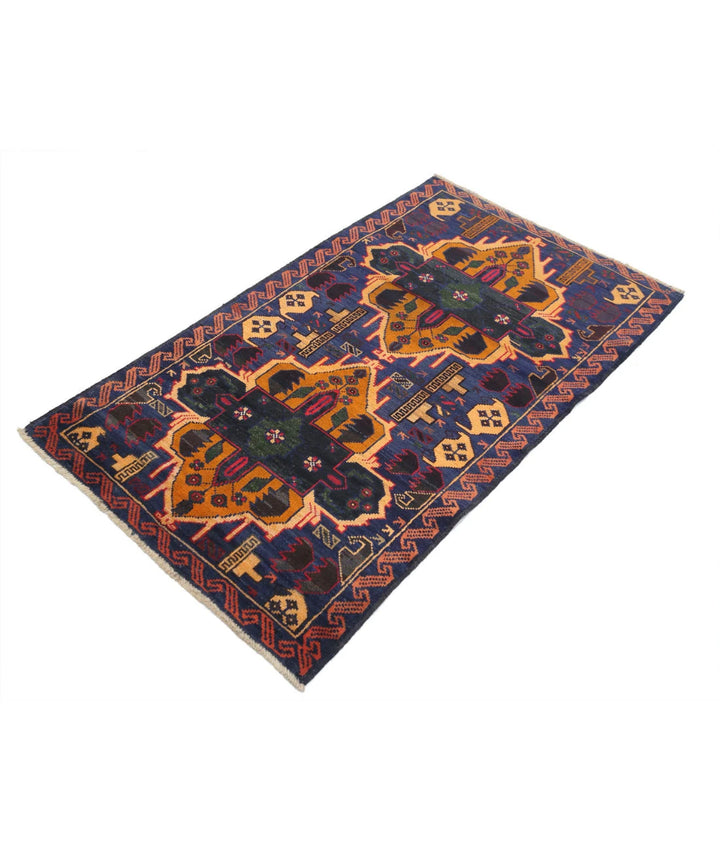 Red Afghan Tribal Rug 3' 0" x 5' 1" Hand-Knotted | No. AT12571