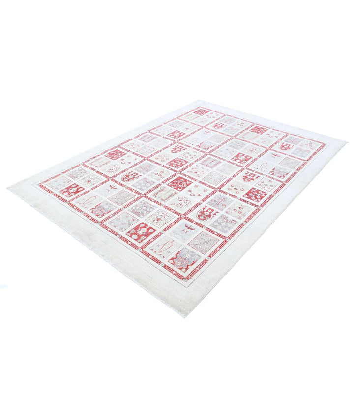 Ivory Afghan Bakhtiari Rug 5' 7" x 7' 10" Hand-Knotted | No. AT12918