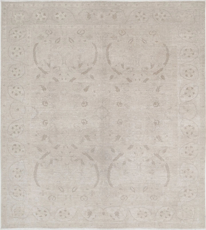 Ivory Afghan Serenity Rug 7' 9" x 8' 7" Hand-Knotted | No. AT12922