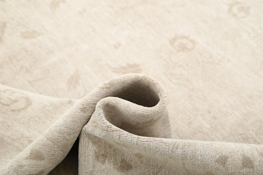 Ivory Afghan Serenity Rug 7' 9" x 8' 7" Hand-Knotted | No. AT12922