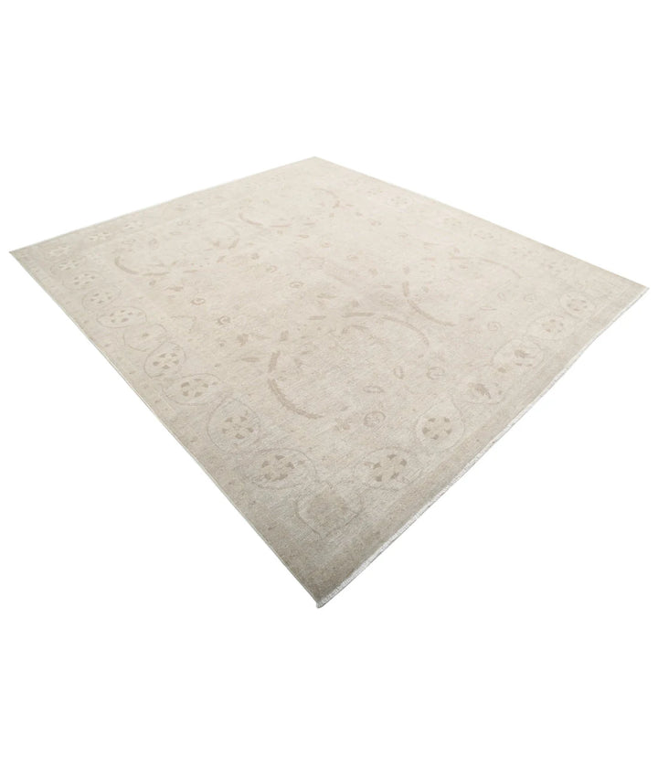 Ivory Afghan Serenity Rug 7' 9" x 8' 7" Hand-Knotted | No. AT12922