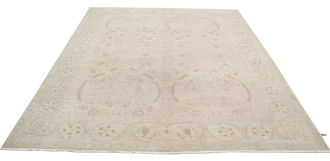 Ivory Afghan Serenity Rug 7' 9" x 8' 7" Hand-Knotted | No. AT12922