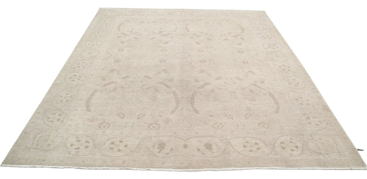 Ivory Afghan Serenity Rug 7' 9" x 8' 7" Hand-Knotted | No. AT12922