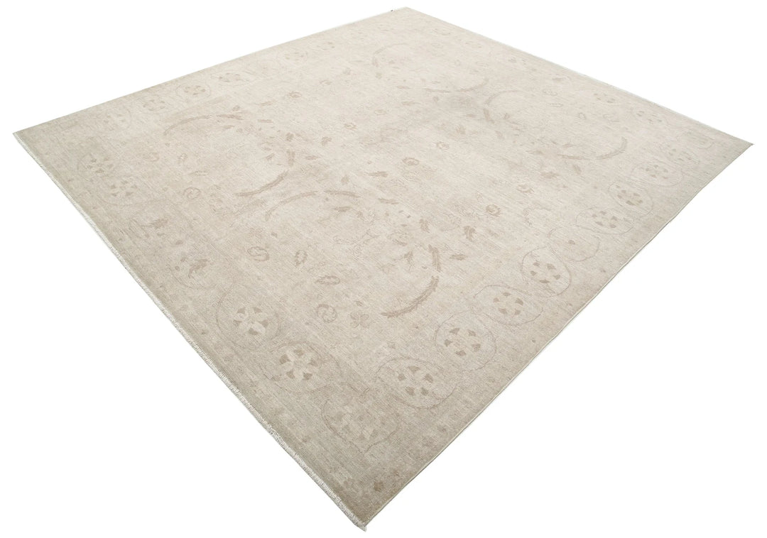 Ivory Afghan Serenity Rug 7' 9" x 8' 7" Hand-Knotted | No. AT12922
