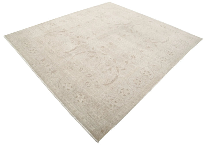 Ivory Afghan Serenity Rug 7' 9" x 8' 7" Hand-Knotted | No. AT12922
