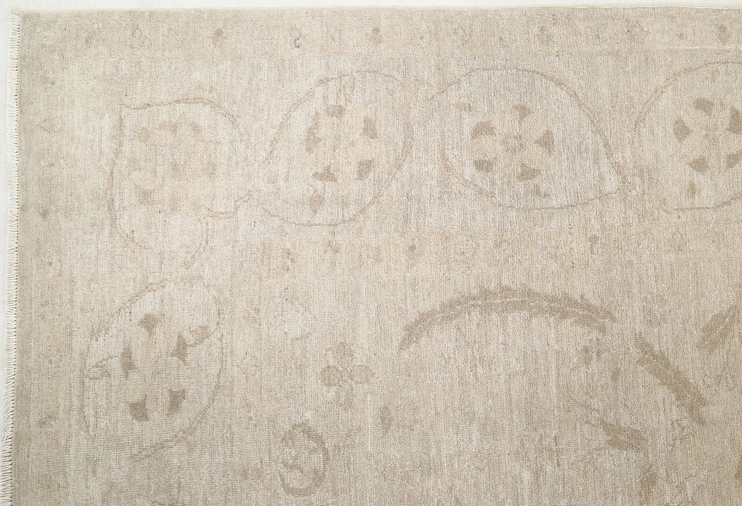 Ivory Afghan Serenity Rug 7' 9" x 8' 7" Hand-Knotted | No. AT12922