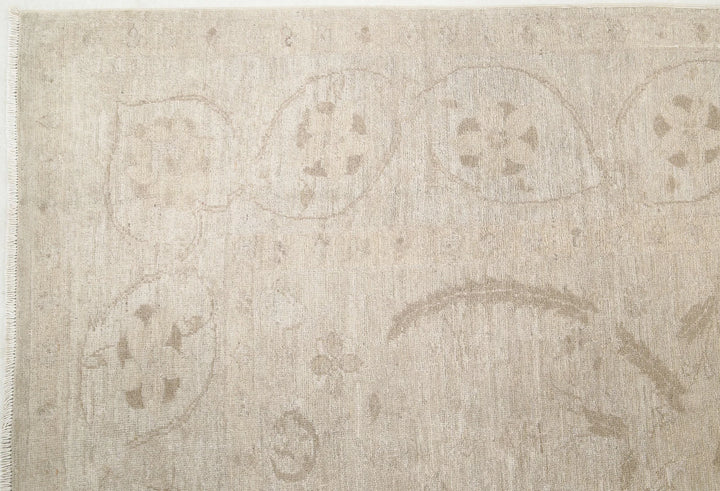 Ivory Afghan Serenity Rug 7' 9" x 8' 7" Hand-Knotted | No. AT12922