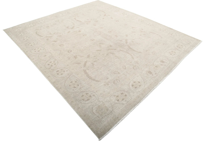 Ivory Afghan Serenity Rug 7' 9" x 8' 7" Hand-Knotted | No. AT12922