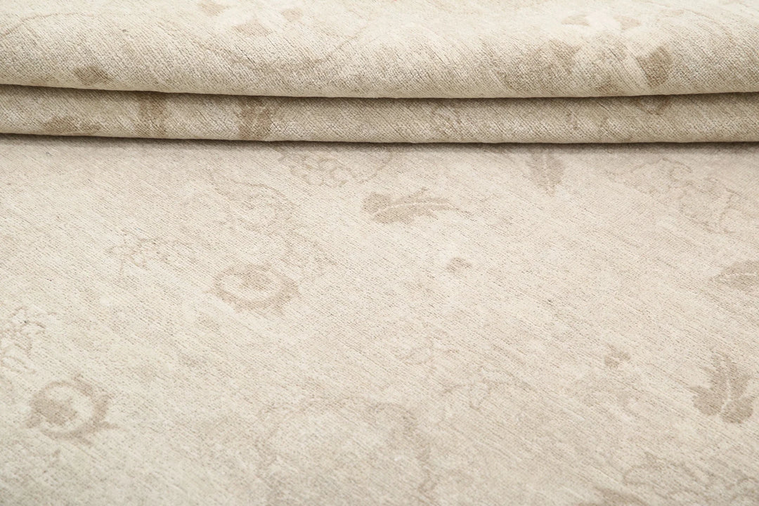 Ivory Afghan Serenity Rug 7' 9" x 8' 7" Hand-Knotted | No. AT12922
