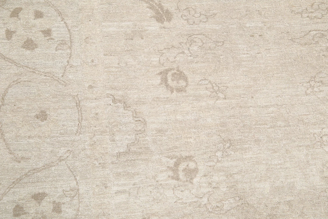 Ivory Afghan Serenity Rug 7' 9" x 8' 7" Hand-Knotted | No. AT12922