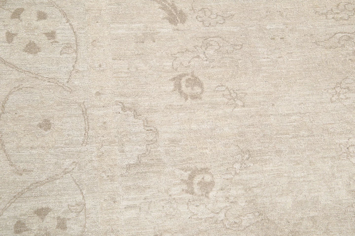 Ivory Afghan Serenity Rug 7' 9" x 8' 7" Hand-Knotted | No. AT12922