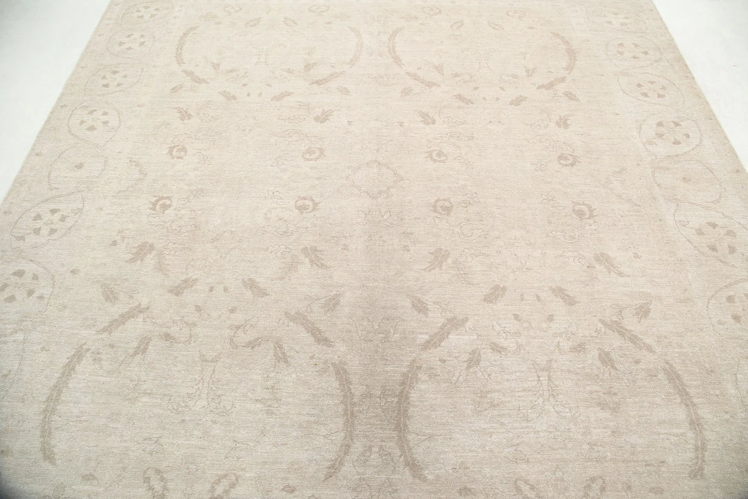 Ivory Afghan Serenity Rug 7' 9" x 8' 7" Hand-Knotted | No. AT12922