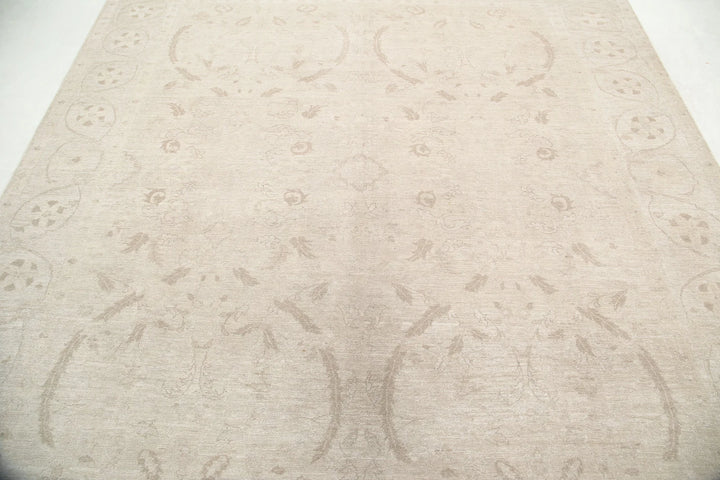 Ivory Afghan Serenity Rug 7' 9" x 8' 7" Hand-Knotted | No. AT12922