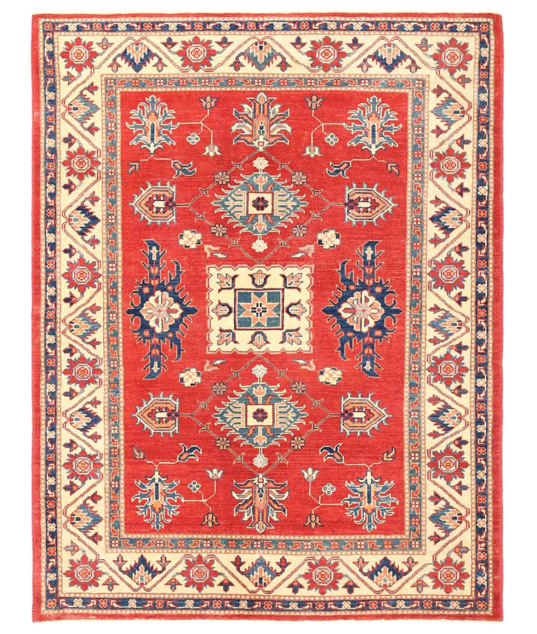 Afghan Kazak Rug 5' 2" x 6' 9" Hand-Knotted | No. AT12937