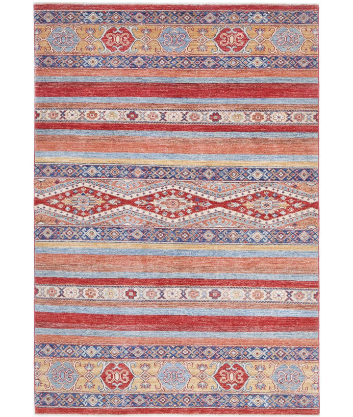 Afghan Khurjeen Rug 4' 1" x 6' 0" Hand-Knotted | No. AT12980