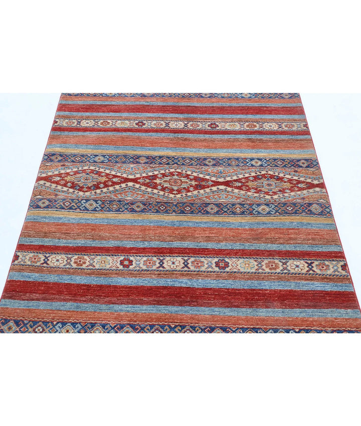 Afghan Khurjeen Rug 4' 1" x 6' 0" Hand-Knotted | No. AT12980
