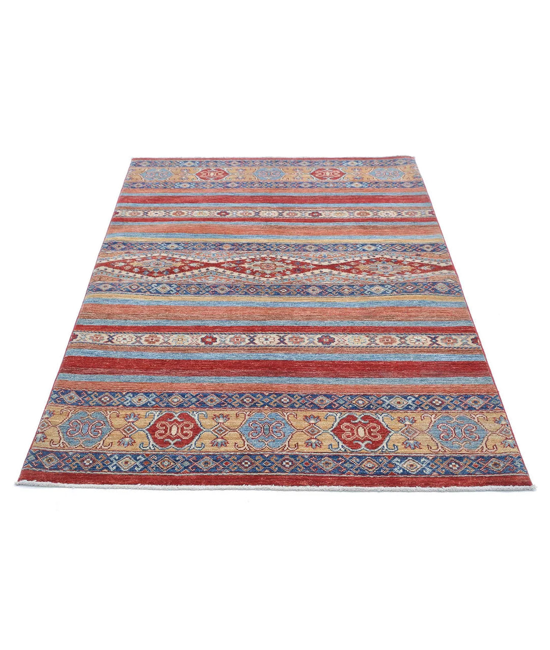 Afghan Khurjeen Rug 4' 1" x 6' 0" Hand-Knotted | No. AT12980