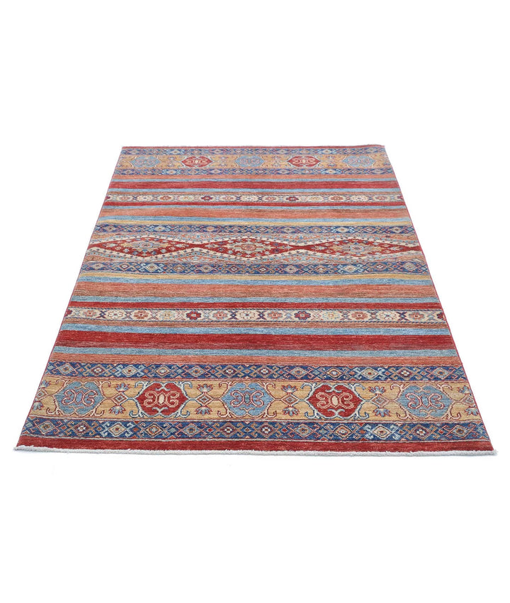 Afghan Khurjeen Rug 4' 1" x 6' 0" Hand-Knotted | No. AT12980
