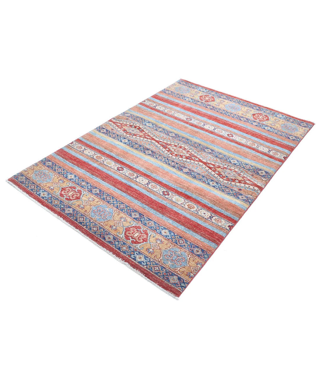 Afghan Khurjeen Rug 4' 1" x 6' 0" Hand-Knotted | No. AT12980