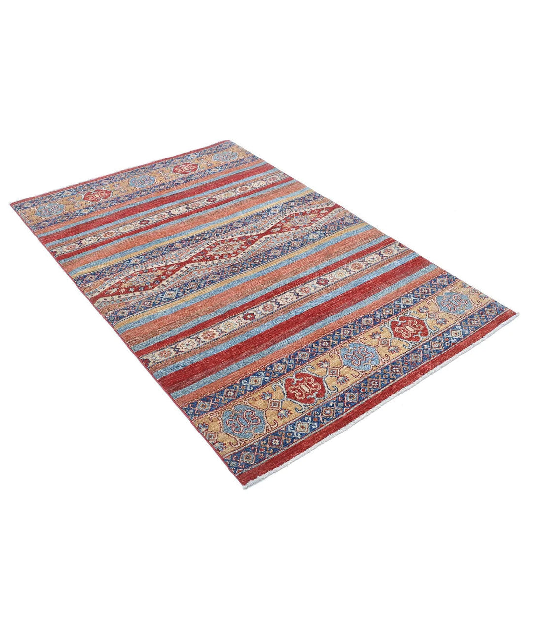 Afghan Khurjeen Rug 4' 1" x 6' 0" Hand-Knotted | No. AT12980