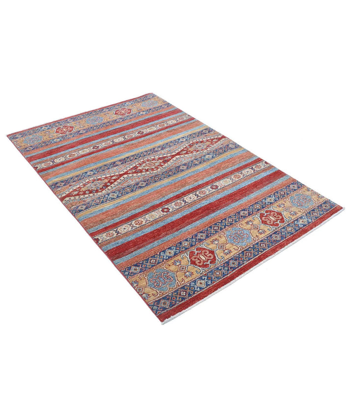 Afghan Khurjeen Rug 4' 1" x 6' 0" Hand-Knotted | No. AT12980