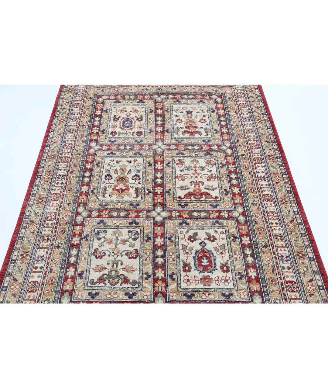 Afghan Bakhtiari Rug 4' 7" x 6' 5" Hand-Knotted | No. AT13303