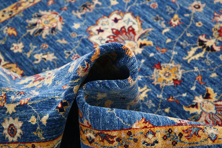Blue Afghan Ziegler Rug 5' 7" x 8' 2" Hand-Knotted | No. AT13460