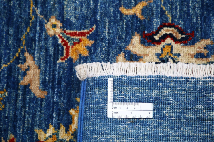Blue Afghan Ziegler Rug 5' 7" x 8' 2" Hand-Knotted | No. AT13460