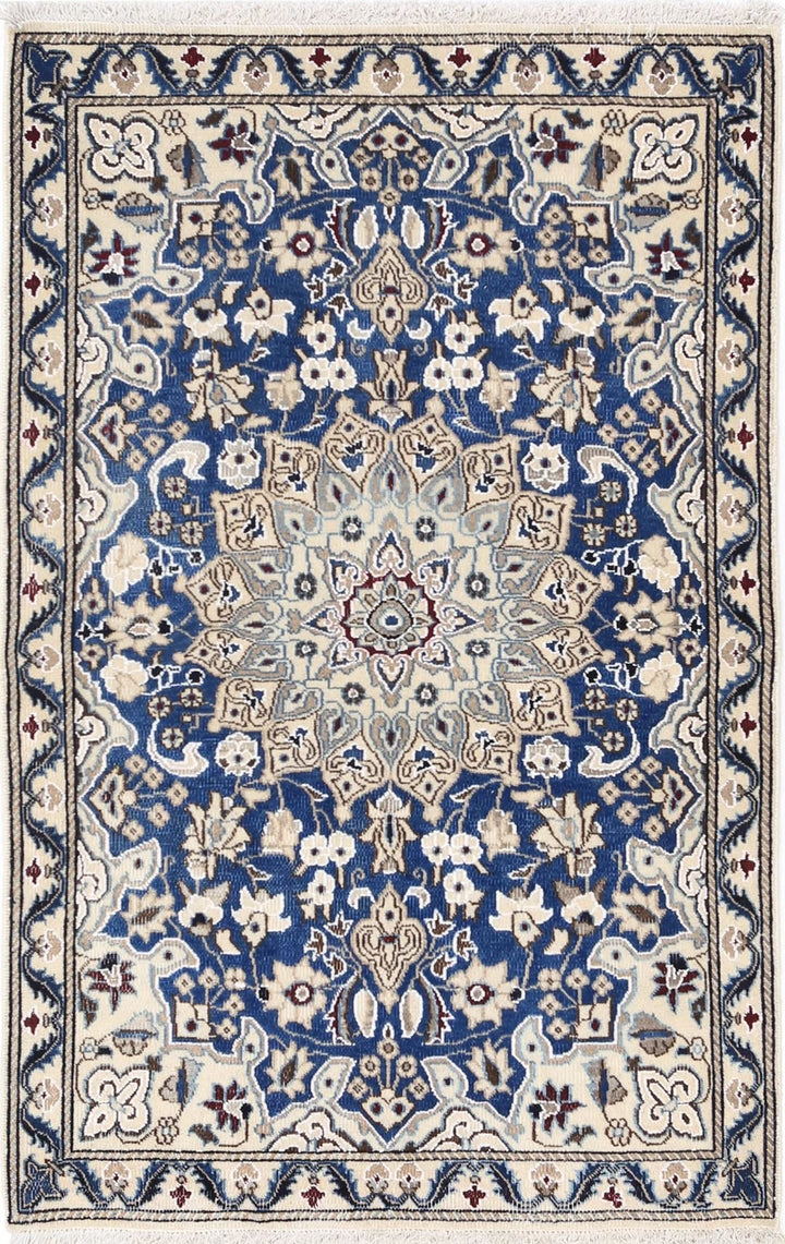 Persian Nain Rug 2' 9" x 4' 5" Hand-Knotted | No. AT13482