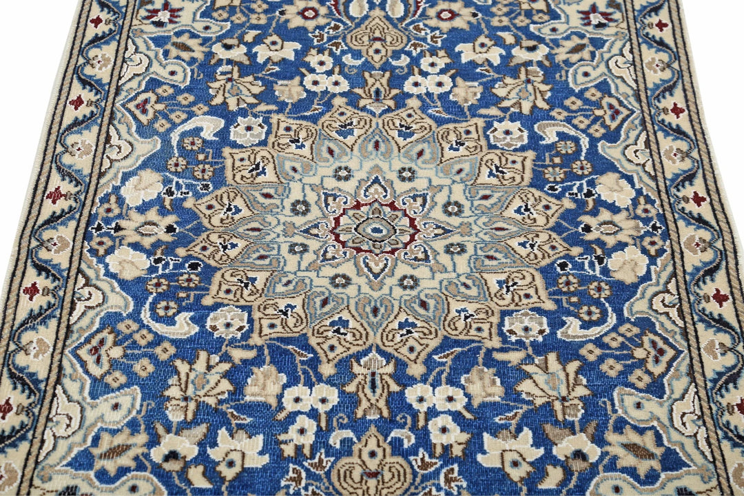 Persian Nain Rug 2' 9" x 4' 5" Hand-Knotted | No. AT13482