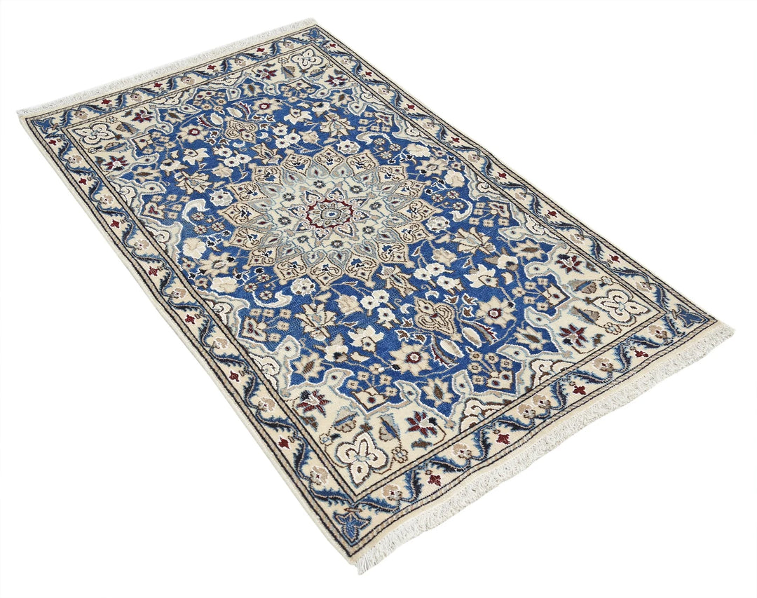 Persian Nain Rug 2' 9" x 4' 5" Hand-Knotted | No. AT13482