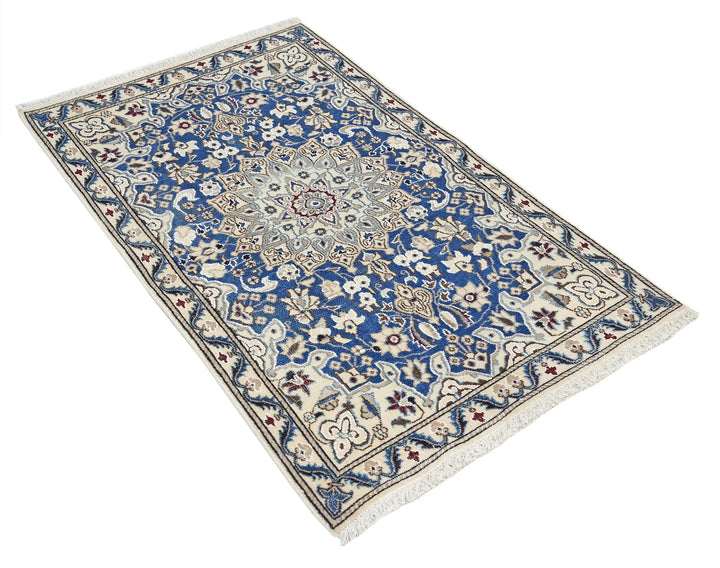 Persian Nain Rug 2' 9" x 4' 5" Hand-Knotted | No. AT13482