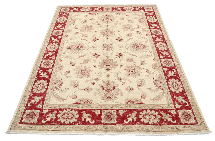 Afghan Ziegler Rug 5' 0" x 6' 8" Hand-Knotted | No. AT13494